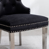 ZUN Montura Contemporary Tufted Velvet Chair with Nailhead Trim, Set of 2, Black T2574P164573