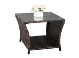 Glass Surface Brown Gradient Iron Frame Rattan Side Table 38666142