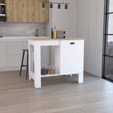 Kitchen Island 35" H, One Storage Cabinet with Door, Two Internal Shelves, One Open storage Shelf, B097132932