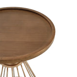 HOLLOW EDGE RETRO ART PINE SIDE TABLE, ANTIQUE GOLD NATURAL COLOR N770P281548A