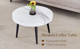 ZUN Elegant White Marble Pattern Round Coffee Table - Diameter 23.6 Inches, Exquisite Suction Molding W2920P226081