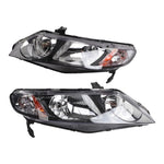 ZUN 2pcs Front Left Right Car Headlights for Honda Civic 2006-2011 4dr Models Only Black 04084146