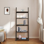 ZUN 5-Tier Shelves,Bookshelf, Storage Rack, Bookcase with Rubber Wood Frame, Ladder Shelf for Living W2582P195345