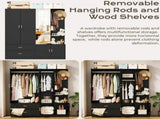 Wardrobe with 5 Doors 2 Drawers 2 Open Shelves Particleboard Unit with 1 Mirrored Door and 4 Hooks 31107495