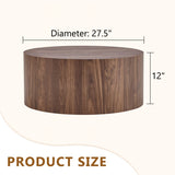 Simple deep walnut cylindrical coffee table, 27.5-inch diameter x 12 inch height,MDF material living W1151P291410