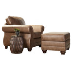 ZUN Leinster Faux Leather Arm Chair and Ottoman 2 pieces set T2574P196590