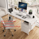47.3"office desk with power outlet,2 Monitor Stands,2 drawers,Side Pocket,Easy to Assemble,Frame W2887P239957