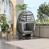 TREXM Outdoor Swivel Chair with Cushions, Rattan Egg Patio Chair with Rocking Function for Balcony, GL-WF318105AAE