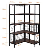 ZUN Corner Wine Rack Bar Cabinet Industrial Freestanding Floor Bar Cabinets for Liquor and Glasses WF325112AAB