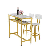 Dining Table Set with 2 Stools,3 Piece Counter Height for Kitchen, Living Room, Small Apartment W578P304320