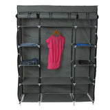 5-Layer 12-Compartment Non-woven Fabric Wardrobe Portable Closet Gray 24212227