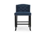 Vienna Contemporary Fabric Tufted Wingback 31 Inch Counter Stools, Set of 2, Navy Blue N780P523553B