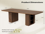 70.9" Rectangular Dining Table for 6 People, Fluted Panel Legs with 2 Side Storage Cabinets, MDF 65066596