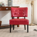 Blended Leather Tufted Accent Chair with Oversized Seating, Red T2574P164249