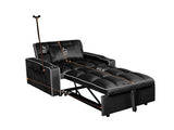 Corduroy Pull-Out Sleeper Chair With Pillow, Brushed Stainless Steel Cup Holder, Phone Stand & Usb 79529233