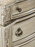 Silver Finish European Design 1pc Nightstand w Genuine Marble Top Traditional Bedroom Furniture B01172438