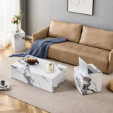 ZUN Modern MDF Coffee Table with Marble Pattern - 39.37x23.62x11.81 inches - Stylish and Durable Design W1151119518