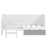 Wooden Twin Size Daybed with Storage Shelves and Lockers, Multi-functional Bed with Study Desk and N733P240746K