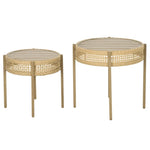 ZUN Brown PE Wicker Patio End Table Set 73215608