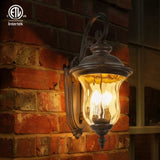 Vintage Outdoor Lantern, Weatherproof Exterior Sconce Light with Clear Glass Shade, Waterproof W1340P209947