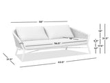 Rowan 63.5" Rope Barrel Back Patio Conversation Loveseat Sofa, Optic White Acrylic B2719P245981