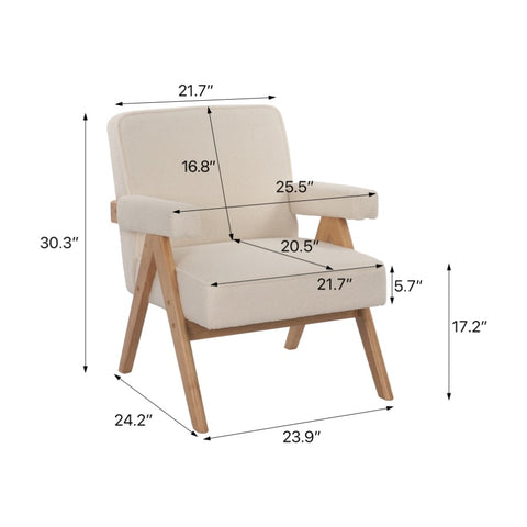 ZUN Hengming wooden leg leisure chair with handrails, cushions.uitable for living room, bedroom, study W212P156162