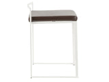 Contemporary Stackable Counter Stool in White with Brown Faux Leather Cushion - Set of 2 B202P222381