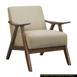 Modern Home Furniture Light Brown Fabric Upholstered 1pc Accent Chair Walnut Finish Wood Cushion B011103385