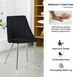 Modern simple velvet black dining chair home bedroom stool back dressing chair student desk chair W210115307