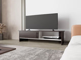 Walnut and White Entertainment Center with a Door and Open Storage B062P290231