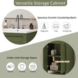 24" Vintage Style Small Bathroom Vanity with Ceramic Sink, 2 Soft-close Doors, Adjustable Shelf N729P292015F