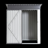 ZUN XWT016 Garden Metal Storage Lifter Shed Gray White 5x3x6ft outdoor storing tools Rainproof Hinge W1711P154710