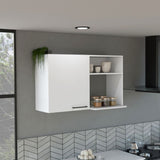 Napoles 2 Wall Cabinet, Open Storage Shelves, Single Door White B200P242414