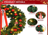 36in Pre-lit Battery Powered Christmas Wreath, Lighted Artificial Xmas Wreath with 80 Warm Lights 98668581