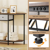 2-Tier Industrial Console Table - Polygonal Tabletop & Open Shelf, 2 Folding Fabric Drawers for 37444231