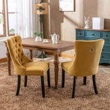 Modern, High-end Tufted Solid Wood Contemporary Velvet Upholstered Dining Chair with Wood Legs 02045627