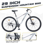 ZUN 29 Inch Wheels Single Speed Mountain Bike, for Men Women Boys and Girls, Front Suspension,Steel W1019P225363