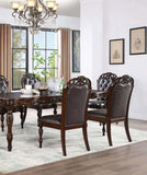 Traditional Set of 2pcs Side Chairs Brown Cherry Solid wood Espresso Leatherette Tufted Formal B011P197299