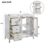 36-inch Bathroom Vanity 2 Soft Close Doors, Solid Wood Frame Modern Bathroom Storage Cabinet N710P223192K