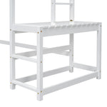 ZUN Twin Size High Loft Bed with Ladder landing Platform, Ladders, Guardrails,White W504119725