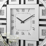 ZUN Wall Clock in Mirrored & Faux GemStones W1005P189767