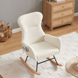 off white teddy fabric rocking chair W58872236