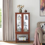 Curio Cabinet Lighted Curio Diapaly Cabinet with Open Storage Space,Solid Wood Legs and adjustable W1693P216941