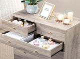 25.98"*12.99"*35.04" 5-Tier 6-Drawer Cabinet Drawer Dresser with Gold Handles Gray 55794505
