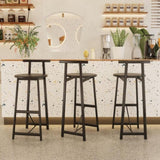 27''H Barstool Set of 3 Wooden Round Bar Stools with Footrest Modern Kitchen Chairs for Counter W1757P265184