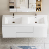 60" Floating Bathroom Vanity with Sink, Modern Wall-Mounted Bathroom Storage Vanity Cabinet with W1573P152689