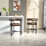 ZUN House Hold Bar Set of 2, Modern Bar Stool with Back, Black Metal Frames, Upholstered Bar W1588P194937