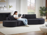 106.3-inch V-shaped modular sofa set in chenille fabric, featuring three throw pillows and two W3505P383964