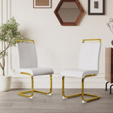 ZUN Modern Dining Chairs,PU Faux Leather High Back Upholstered Side Chair with C-shaped Tube. Plating W2189133306