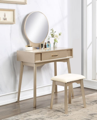 ZUN Maly Contemporary Wood Vanity and Stool Set, Gold T2574P164226